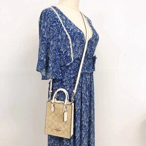 Coach CJ494 North South Mini Tote In Signature Canvas IN LIGHT KHAKI CHALK